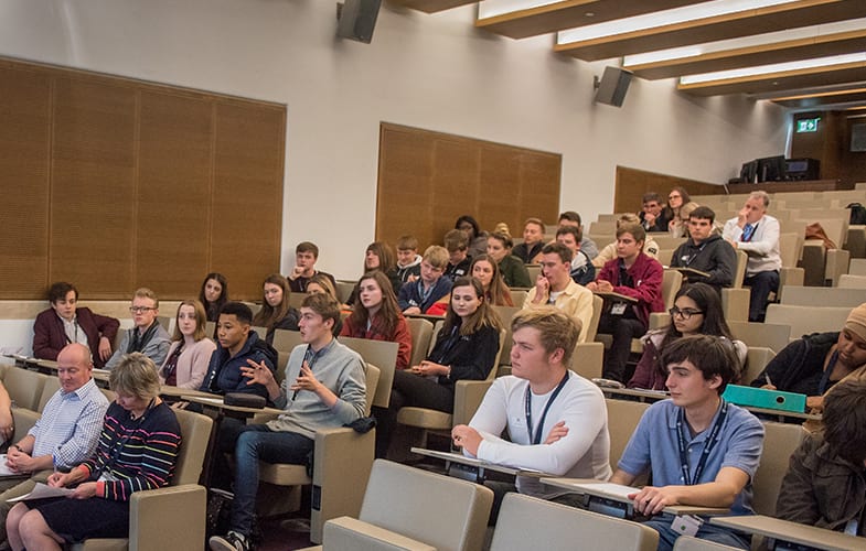 Students during a lecture at the Bodleian Libraries' Lecture Theatre, Oxford