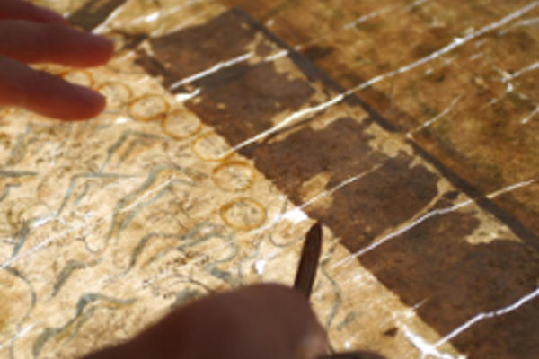 Person viewing Chinese map